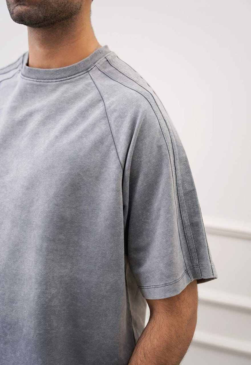 RANGLAN ACID WASHED TEE-GRY