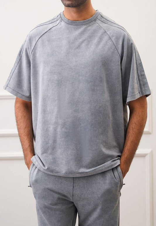 RANGLAN ACID WASHED TEE-GRY