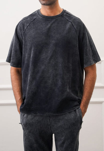 RANGLAN ACID WASHED TEE-BLK
