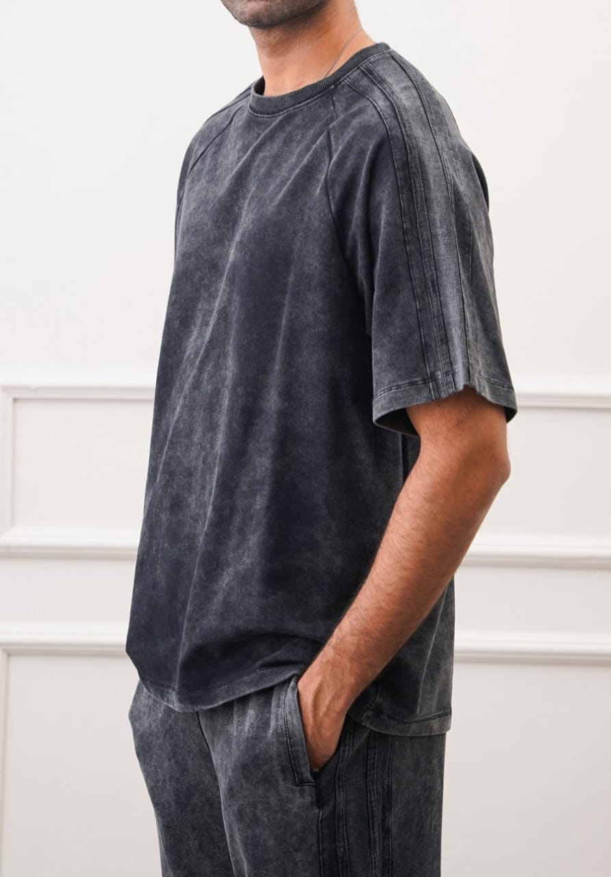 RANGLAN ACID WASHED TEE-BLK