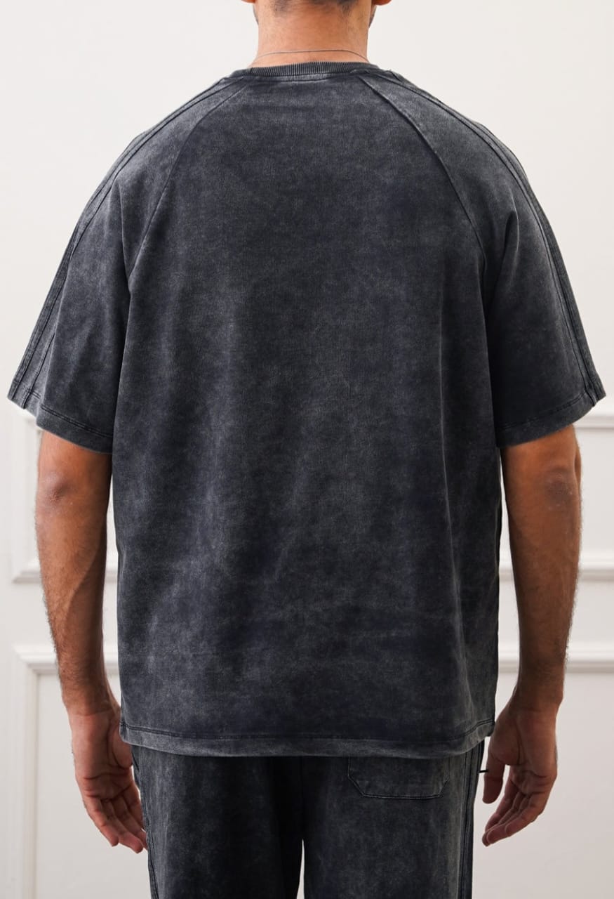RANGLAN ACID WASHED TEE-BLK