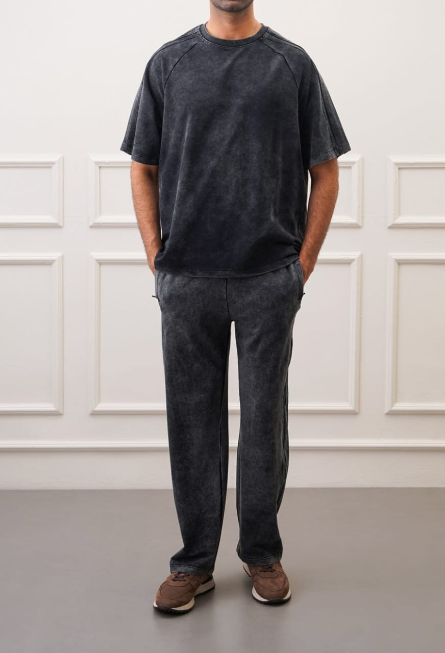 RANGLAN ACID WASHED TEE-BLK