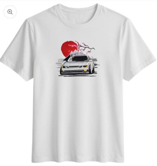 Sun Japanese Car Oversize Embroidered T-Shirt