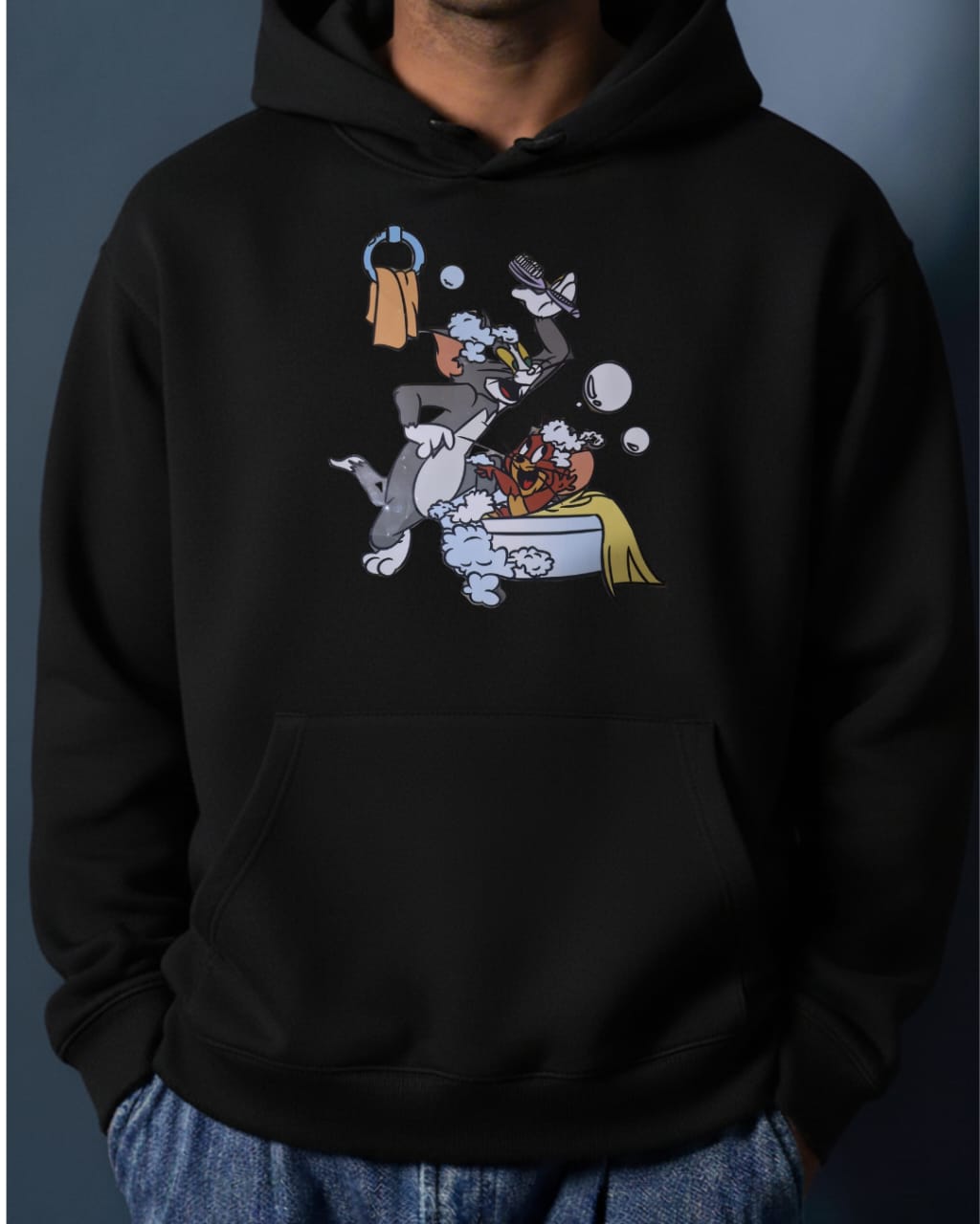 The Great Bath Brawl Tom & Jerry Printed Hoodie